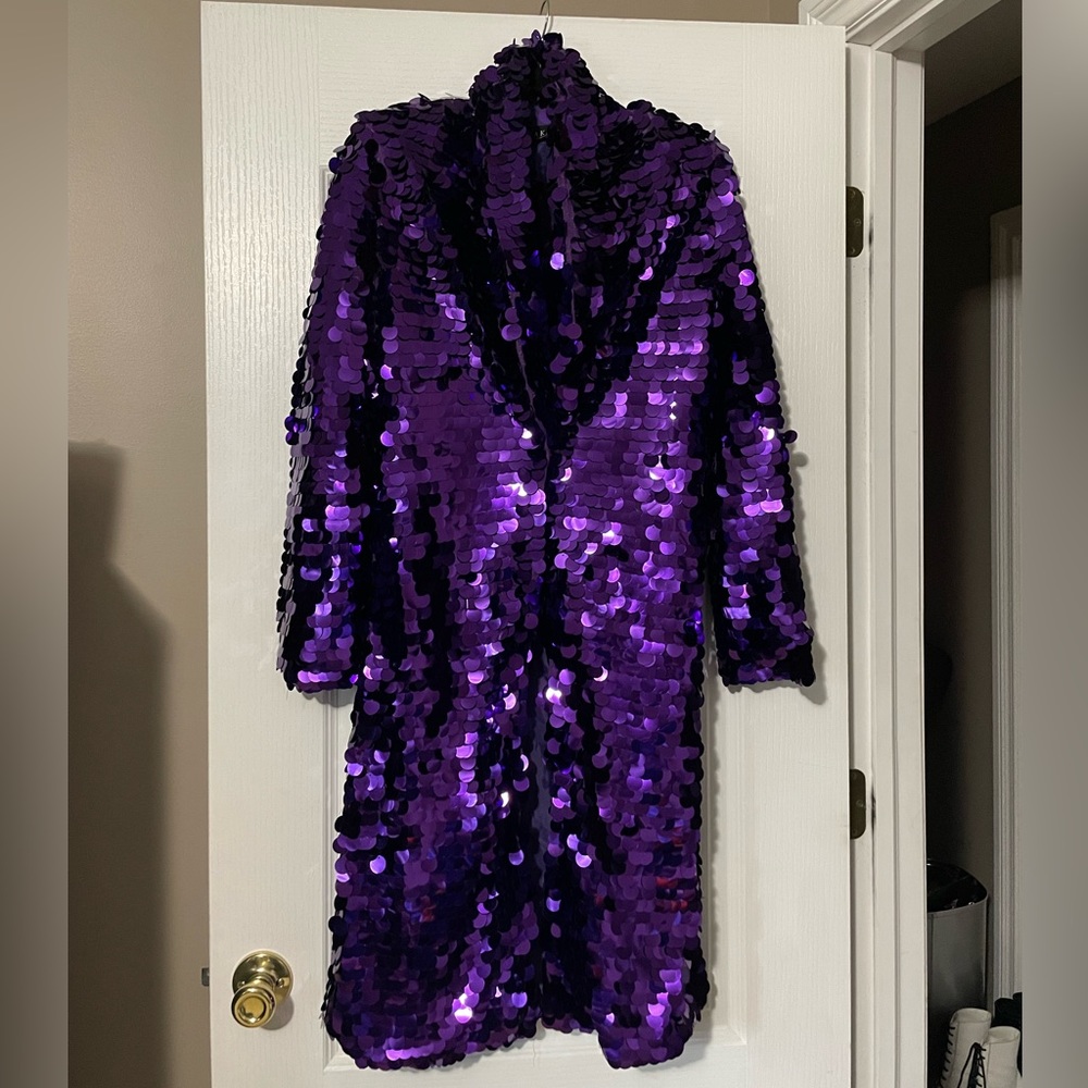 Purple Sequin Long Blazer/ Jacket